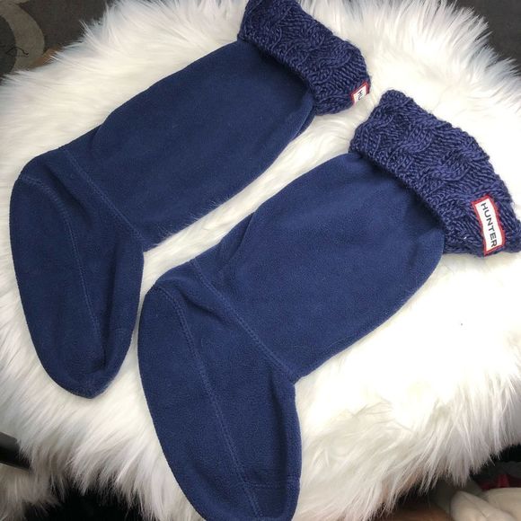 Tall socks for rain boots knit navy blue 💙 - Picture 2 of 5